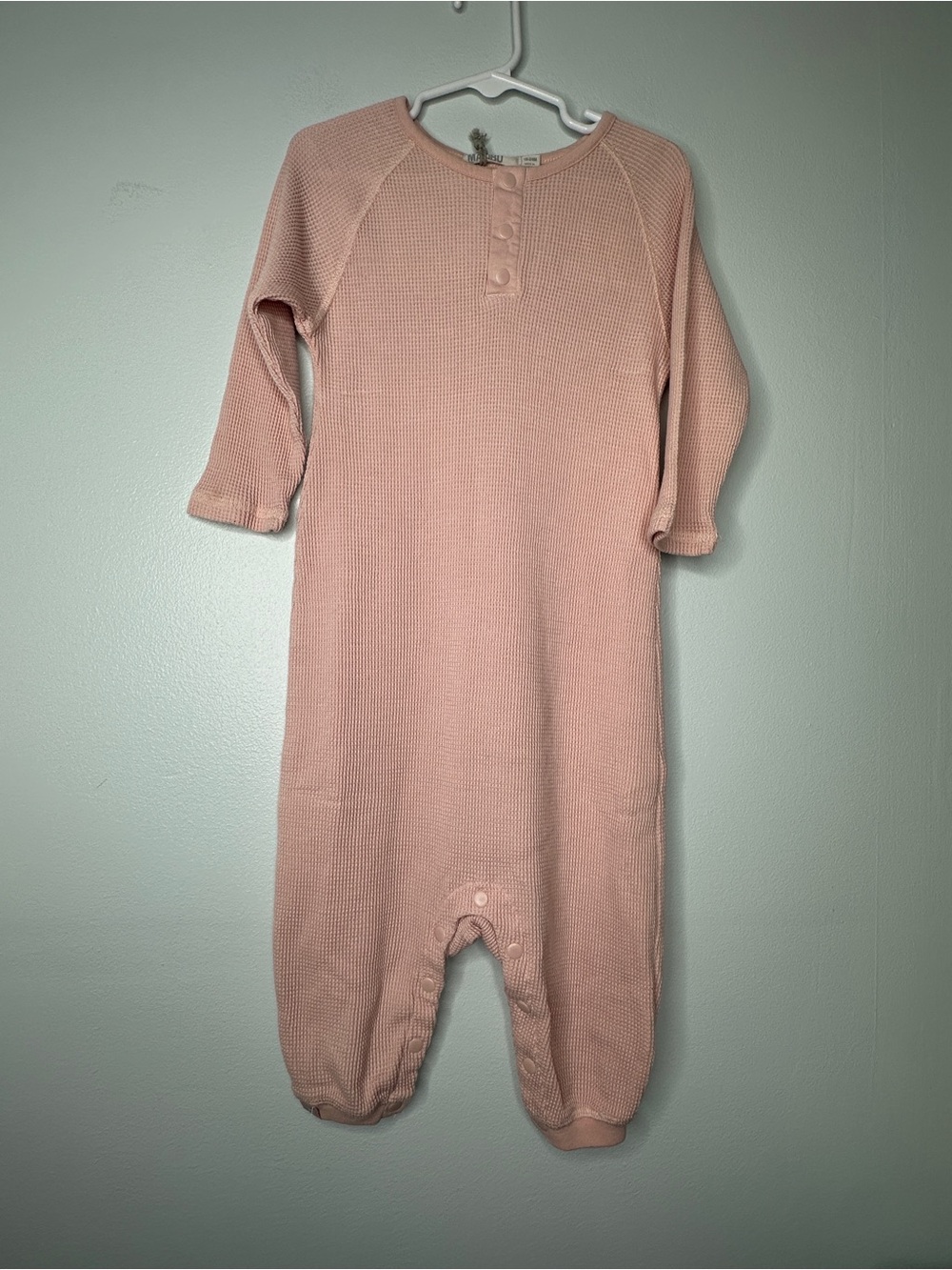 Barefoot Dreams Malibu Waffle Knit Baby Romper Pink 18-24M  (Romper Only)